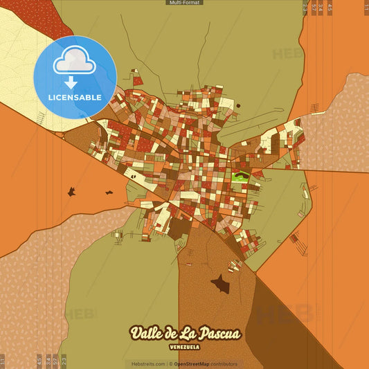 Valle de La Pascua Venezuela Farmhouse Poster Art Map Template