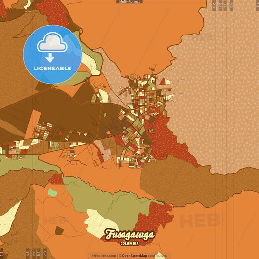 Fusagasuga Colombia Farmhouse Poster Art Map Template