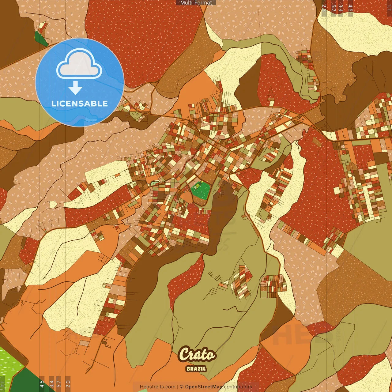 Crato Brazil Farmhouse Poster Art Map Template