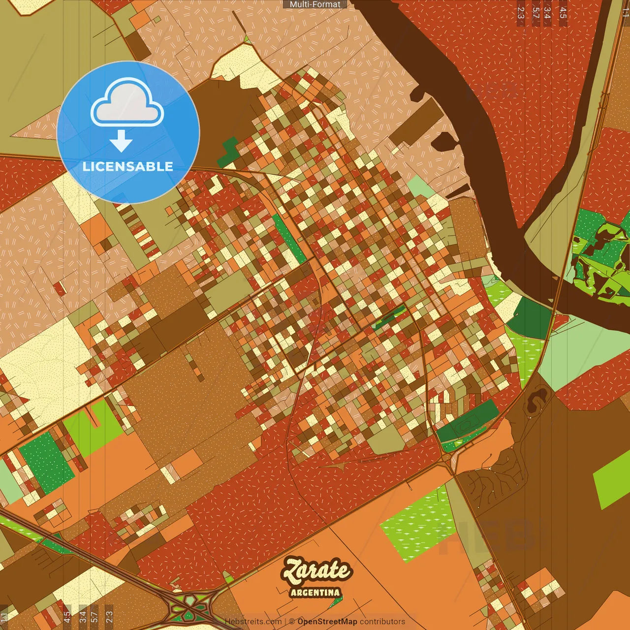 Zarate Argentina Farmhouse Poster Art Map Template