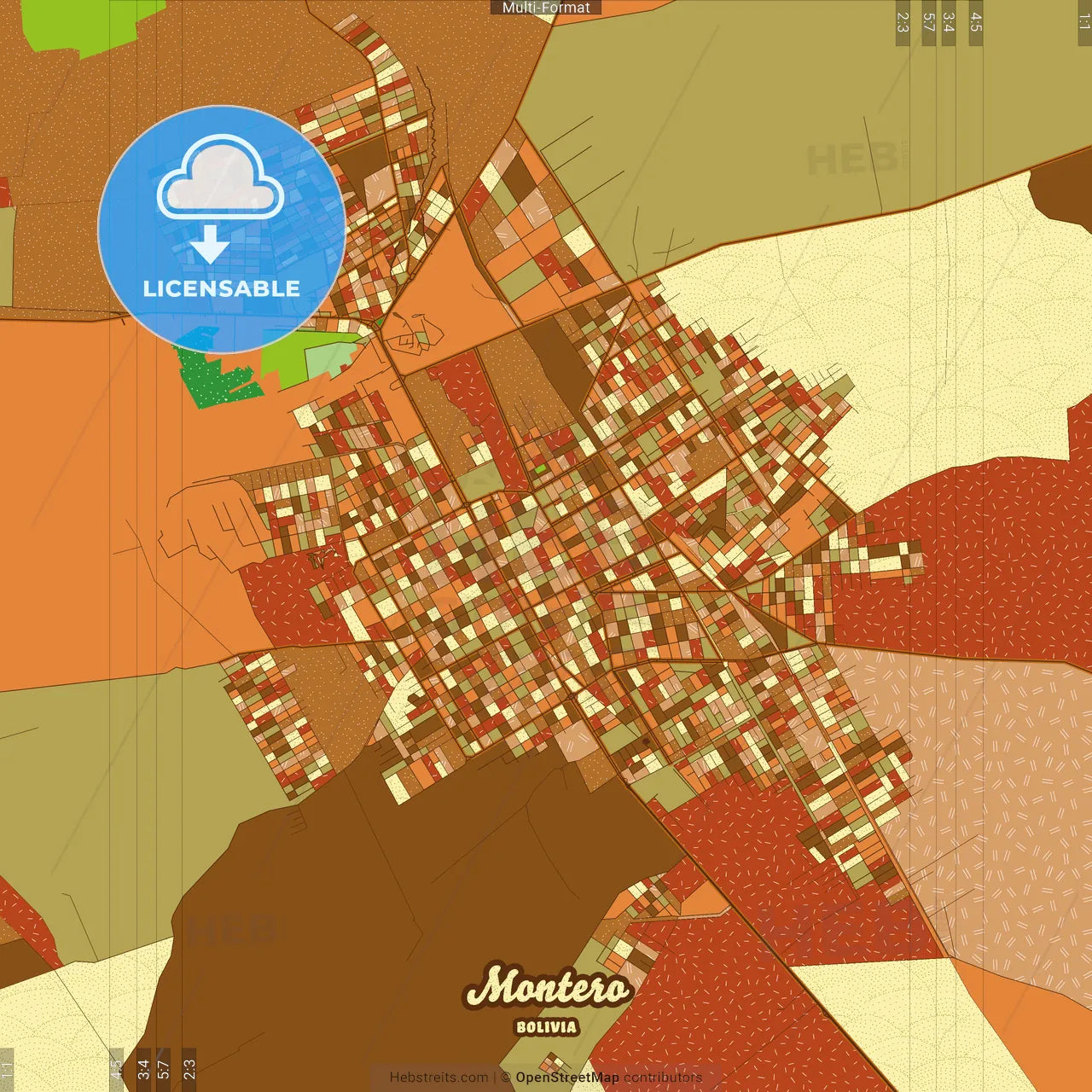 Montero Bolivia Farmhouse Poster Art Map Template