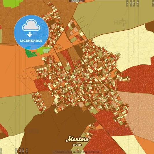 Montero Bolivia Farmhouse Poster Art Map Template