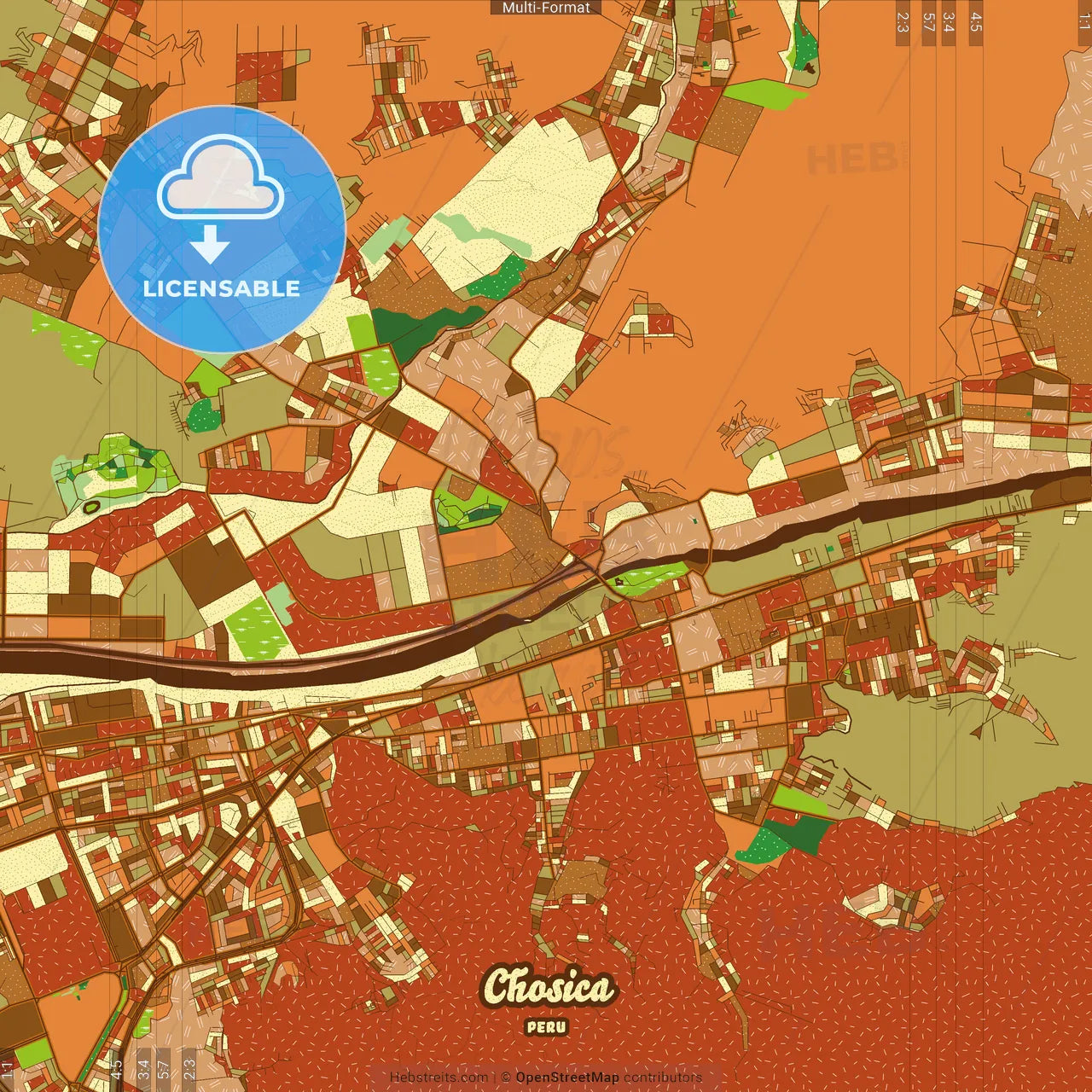 Chosica Peru Farmhouse Poster Art Map Template