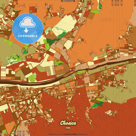 Chosica Peru Farmhouse Poster Art Map Template