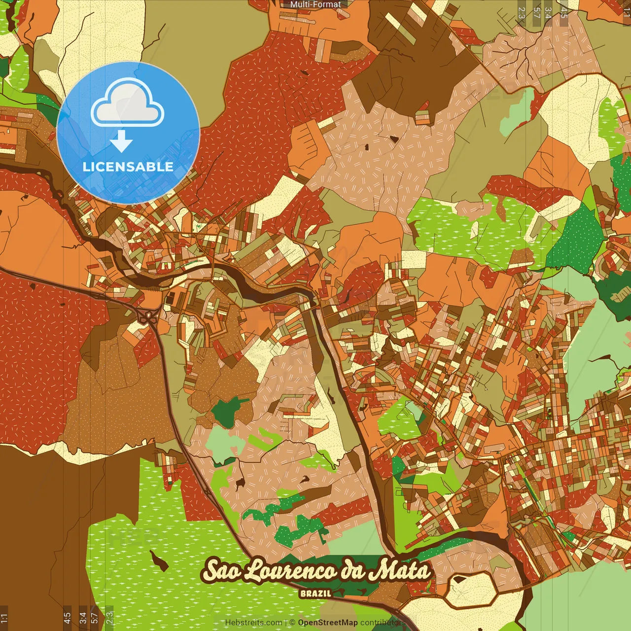 Sao Lourenco da Mata Brazil Farmhouse Poster Art Map Template