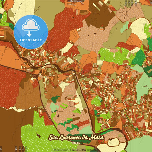 Sao Lourenco da Mata Brazil Farmhouse Poster Art Map Template