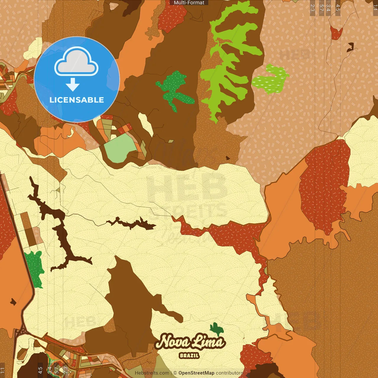 Nova Lima Brazil Farmhouse Poster Art Map Template