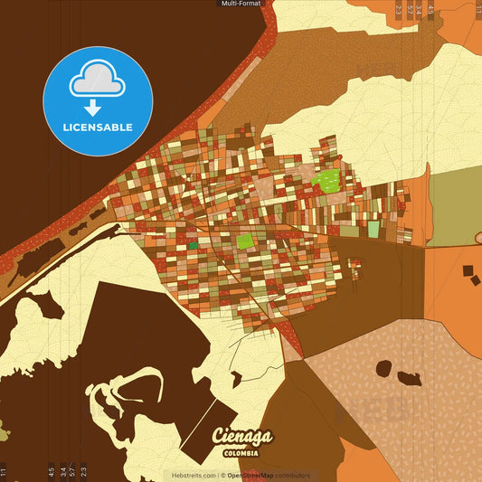 Cienaga Colombia Farmhouse Poster Art Map Template