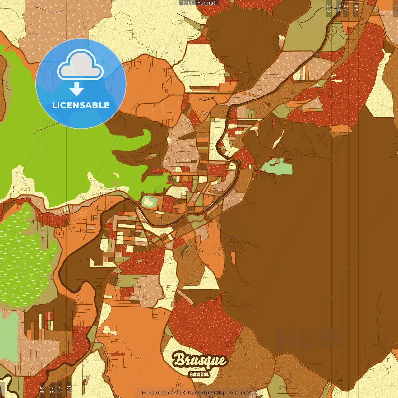 Brusque Brazil Farmhouse Poster Art Map Template