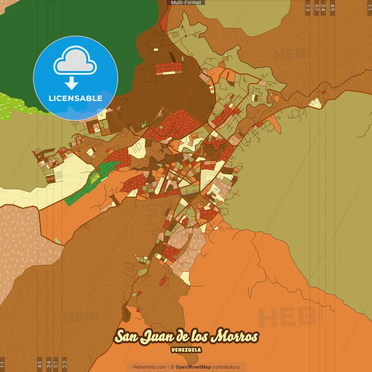 San Juan de los Morros Venezuela Farmhouse Poster Art Map Template