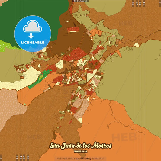 San Juan de los Morros Venezuela Farmhouse Poster Art Map Template