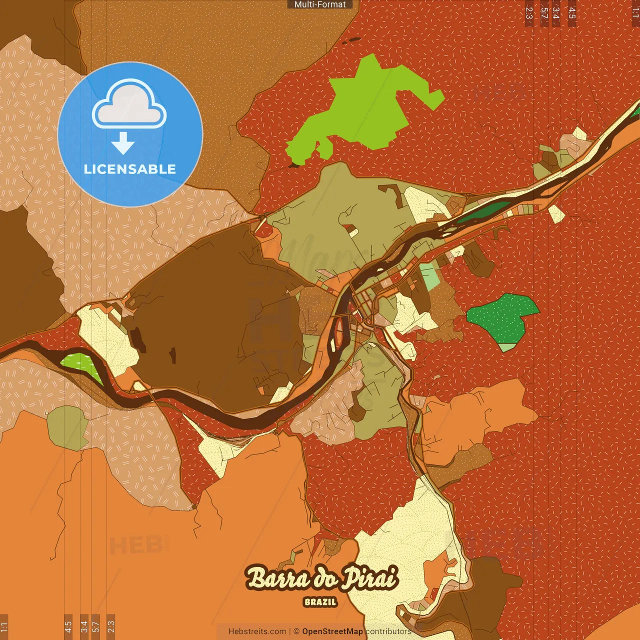 Barra do Pirai Brazil Farmhouse Poster Art Map Template