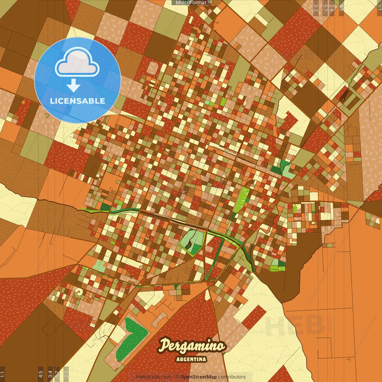 Pergamino Argentina Farmhouse Poster Art Map Template