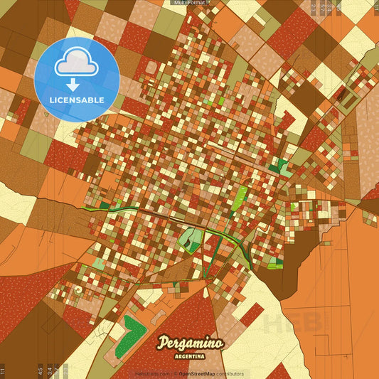 Pergamino Argentina Farmhouse Poster Art Map Template