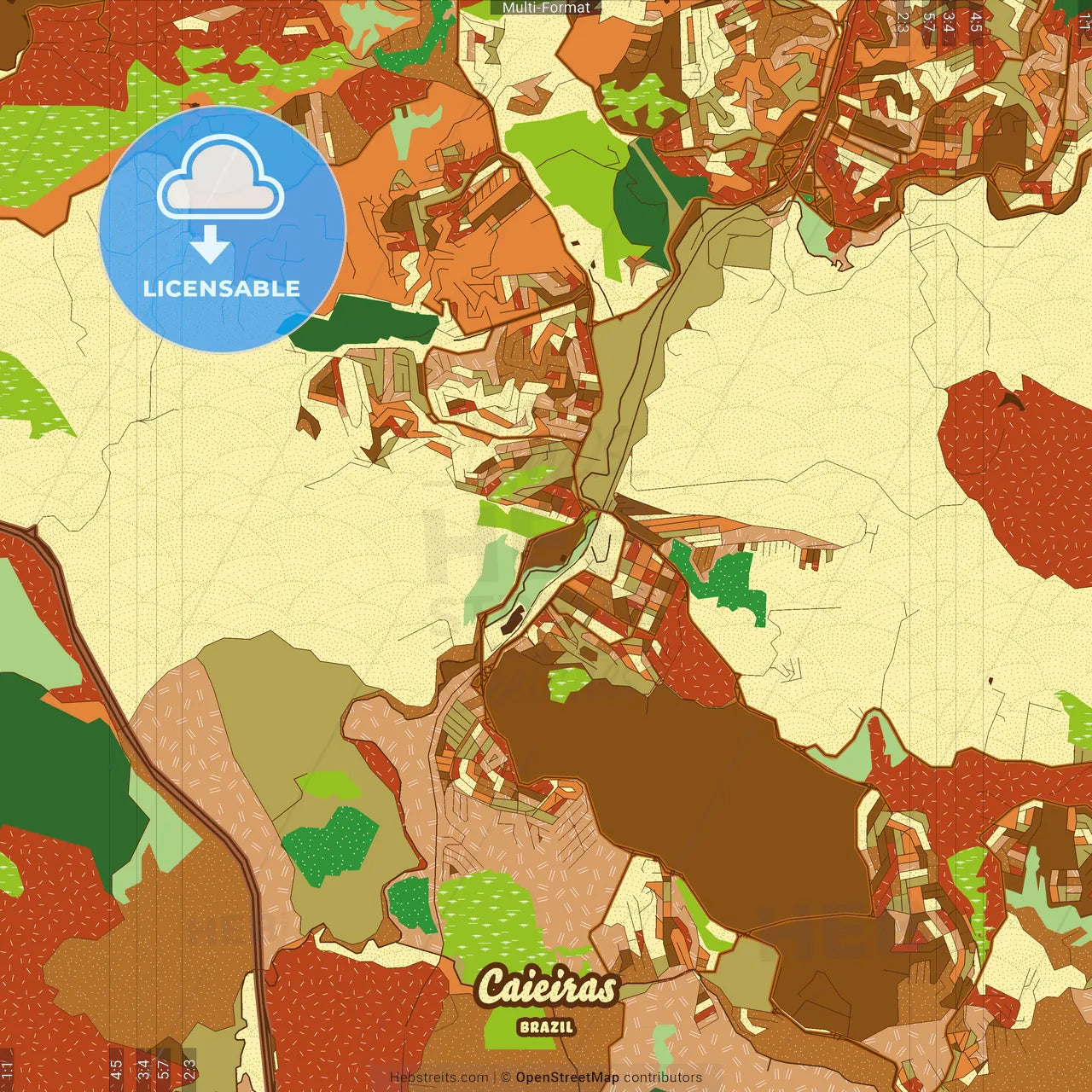 Caieiras Brazil Farmhouse Poster Art Map Template