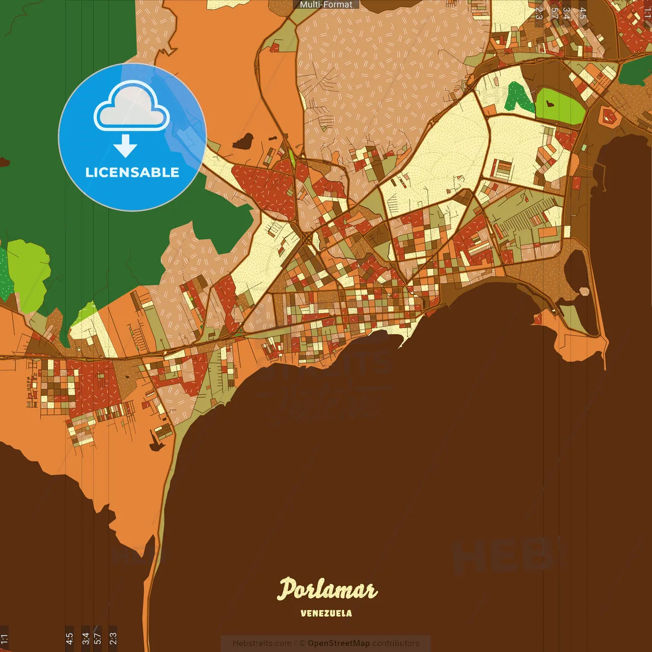 Porlamar Venezuela Farmhouse Poster Art Map Template
