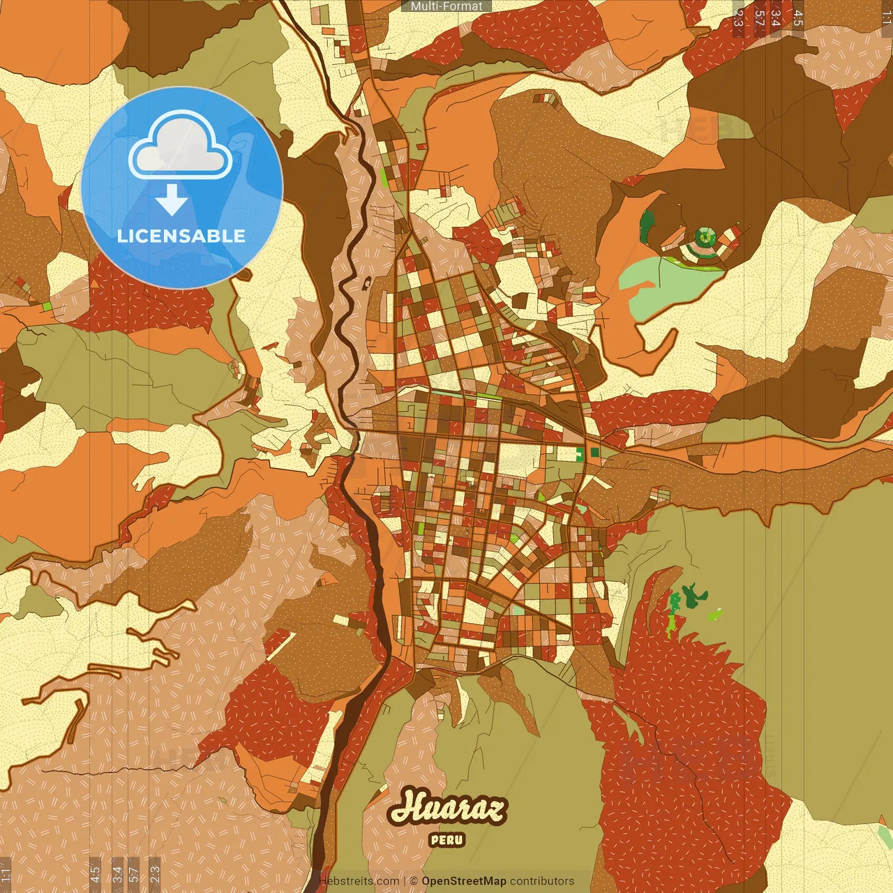 Huaraz Peru Farmhouse Poster Art Map Template