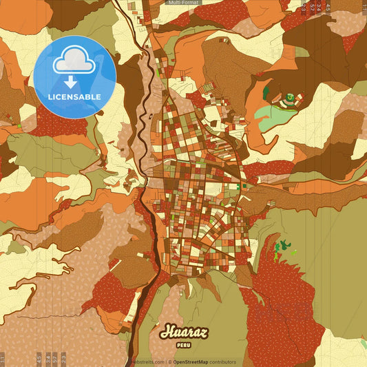 Huaraz Peru Farmhouse Poster Art Map Template