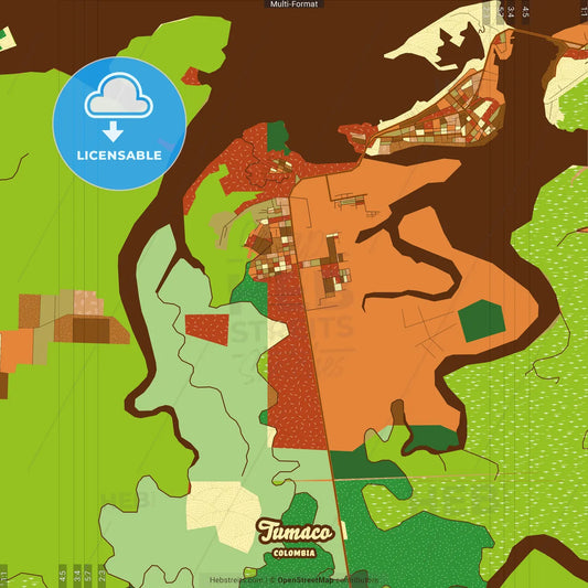 Tumaco Colombia Farmhouse Poster Art Map Template