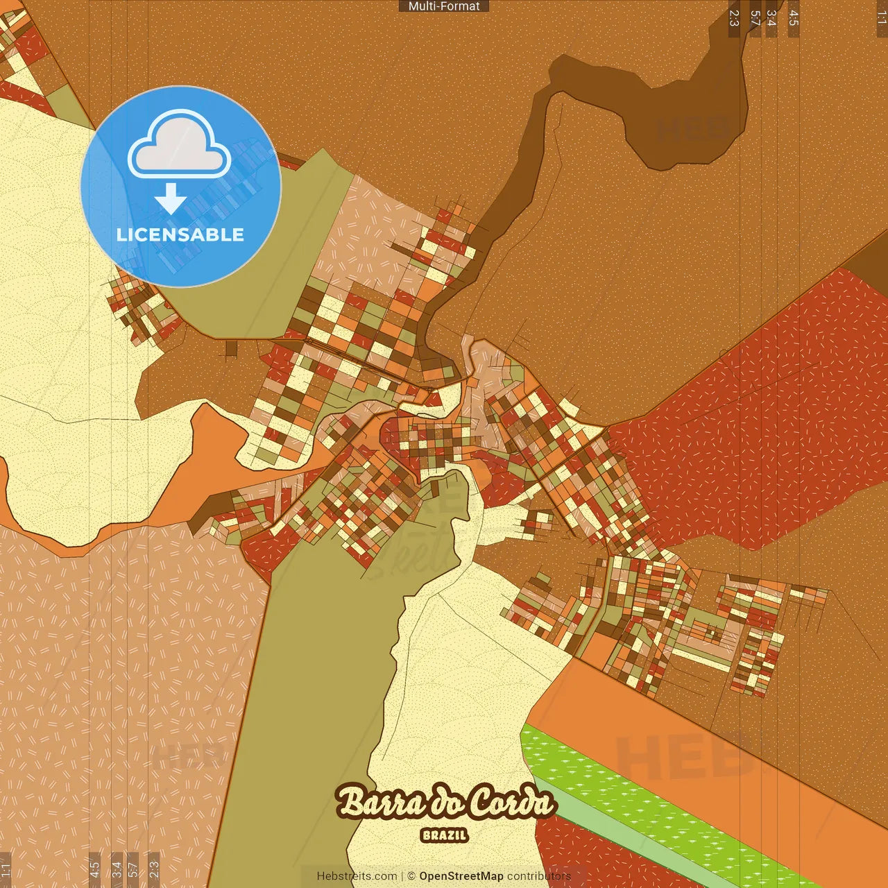 Barra do Corda Brazil Farmhouse Poster Art Map Template