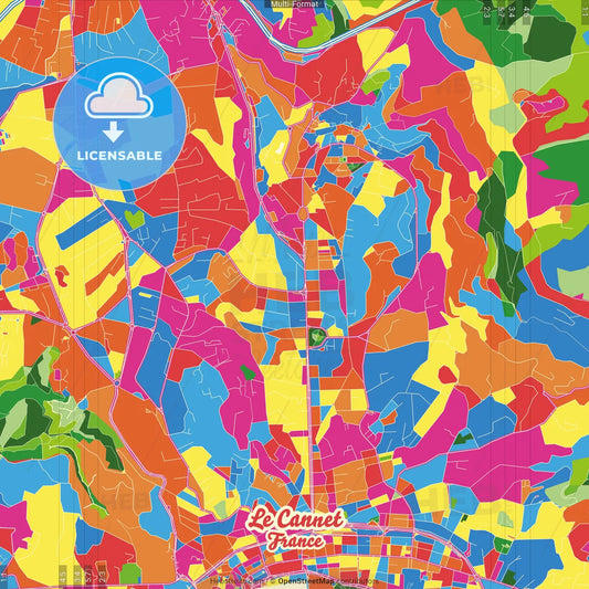 Le Cannet, Alpes-Maritimes, France Crazy Colorful Street Map Poster Template
