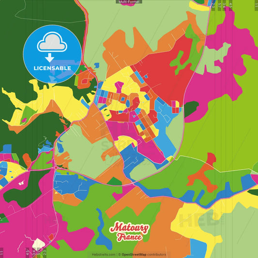 Matoury, Guyane, France Crazy Colorful Street Map Poster Template