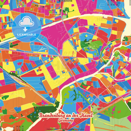 Brandenburg an der Havel, Brandenburg, Germany Crazy Colorful Street Map Poster Template