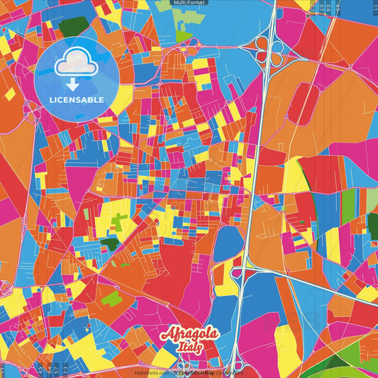 Afragola, Campania, Italy Crazy Colorful Street Map Poster Template