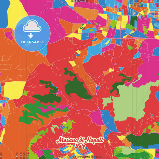 Marano di Napoli, Campania, Italy Crazy Colorful Street Map Poster Template