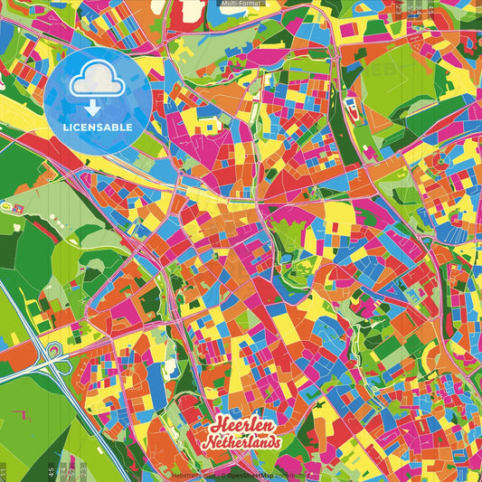 Heerlen, Limburg, Netherlands Crazy Colorful Street Map Poster Template