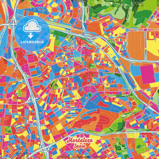 Hortaleza, Madrid, Spain Crazy Colorful Street Map Poster Template