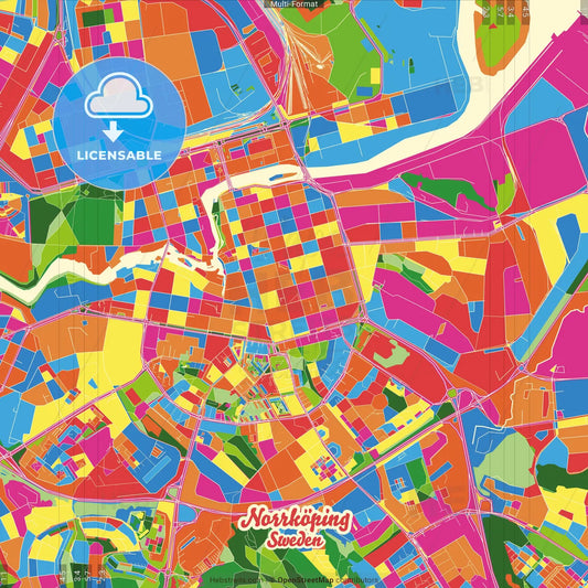 Norrköping, Sweden Crazy Colorful Street Map Poster Template