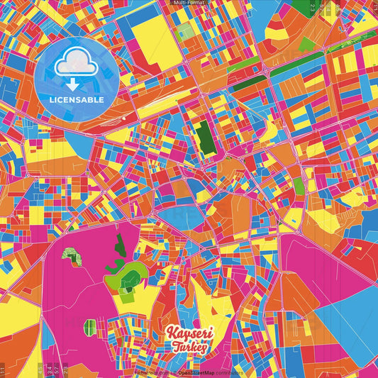 Kayseri, Kayseri, Turkey Crazy Colorful Street Map Poster Template