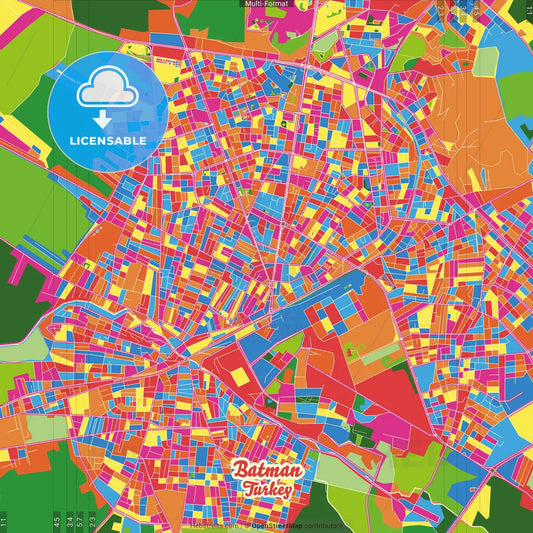 Batman, Batman, Turkey Crazy Colorful Street Map Poster Template