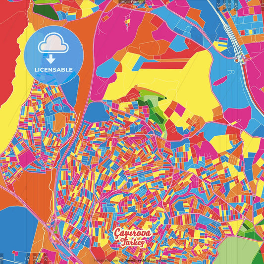 Çayırova, Kocaeli, Turkey Crazy Colorful Street Map Poster Template