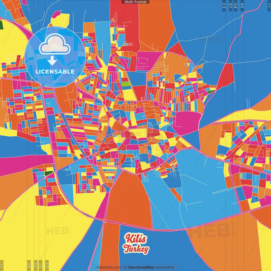 Kilis, Kilis, Turkey Crazy Colorful Street Map Poster Template