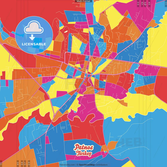 Patnos, Ağrı, Turkey Crazy Colorful Street Map Poster Template