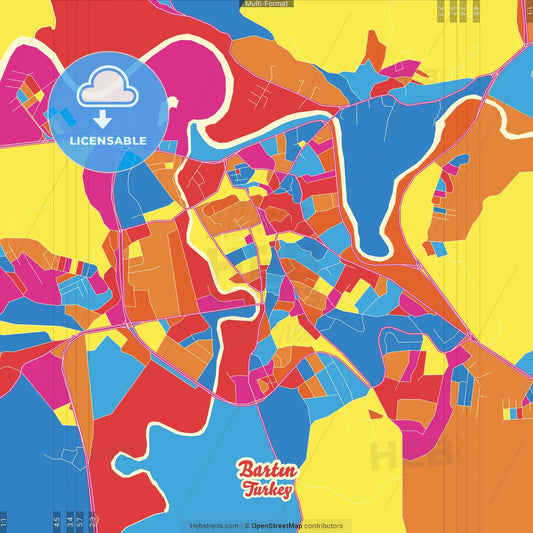 Bartın, Bartın, Turkey Crazy Colorful Street Map Poster Template