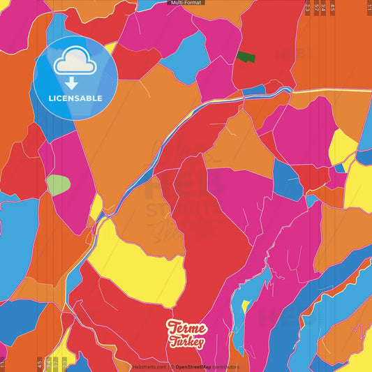 Terme, Samsun, Turkey Crazy Colorful Street Map Poster Template