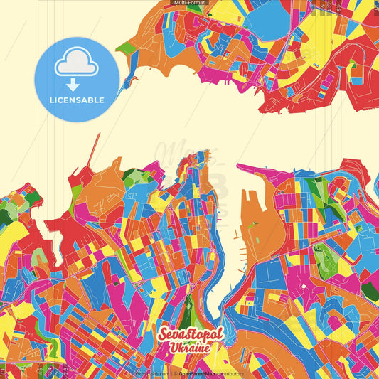 Sevastopol, Sevastopol, Ukraine Crazy Colorful Street Map Poster Template