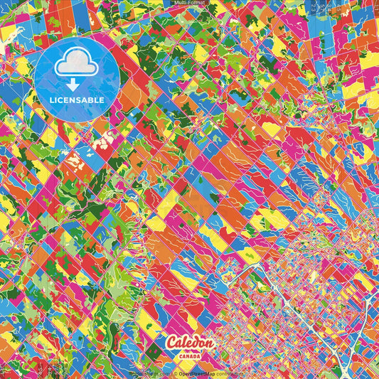 Caledon, Ontario, Canada Crazy Colorful Street Map Poster Template