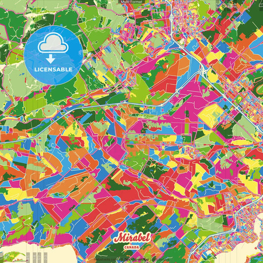 Mirabel, Quebec, Canada Crazy Colorful Street Map Poster Template