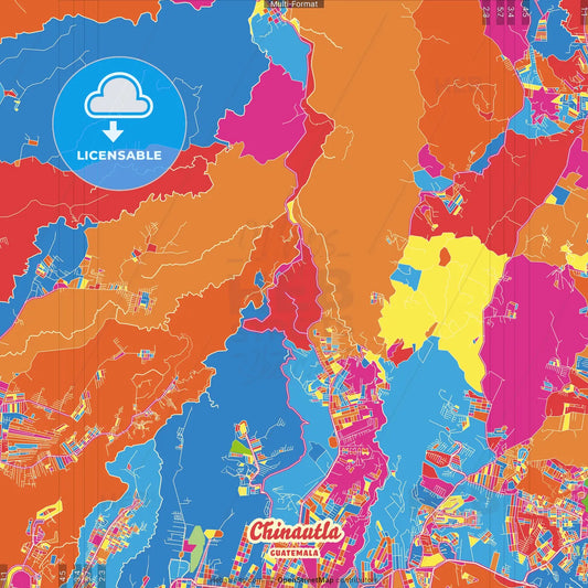 Chinautla, Guatemala, Guatemala Crazy Colorful Street Map Poster Template