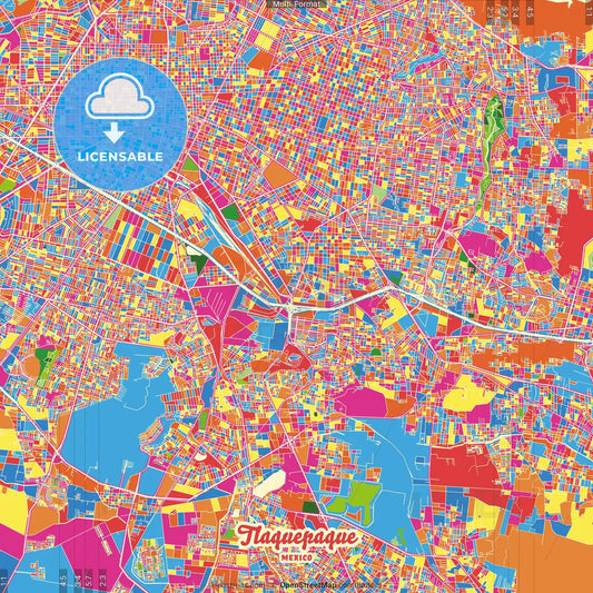 Tlaquepaque, Jalisco, Mexico Crazy Colorful Street Map Poster Template