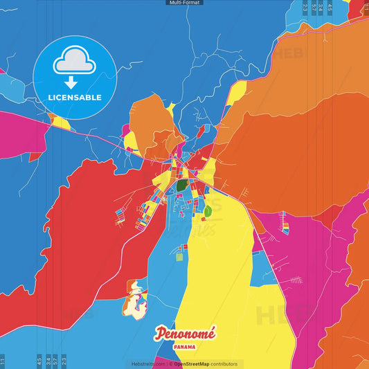 Penonomé, Coclé, Panama Crazy Colorful Street Map Poster Template