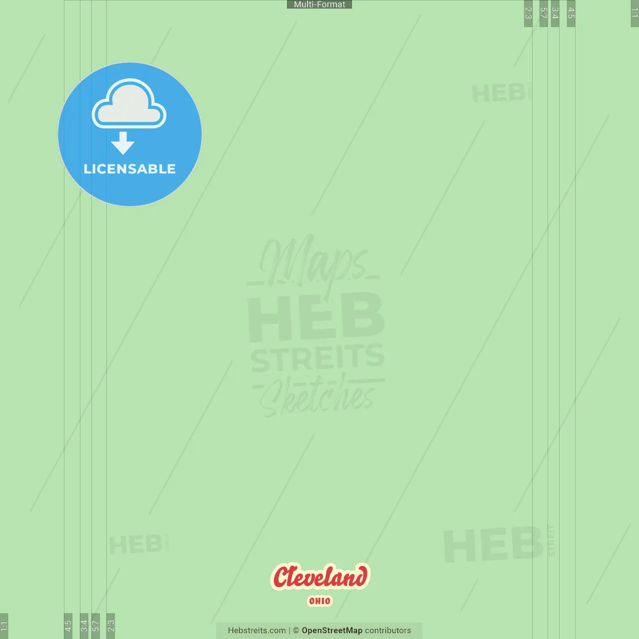 Cleveland, Ohio, United States Crazy Colorful Street Map Poster Template