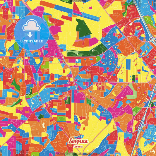 Smyrna, Georgia, United States Crazy Colorful Street Map Poster Template