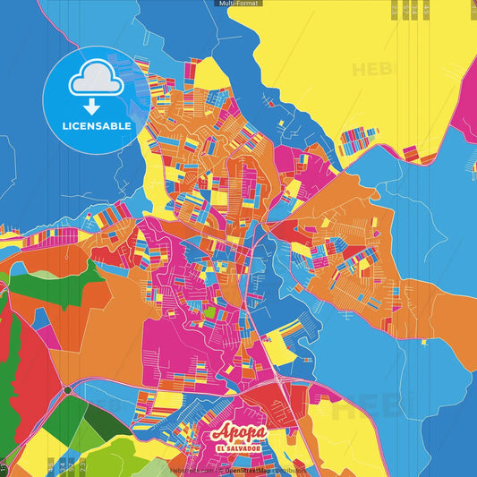 Apopa, San Salvador, El Salvador Crazy Colorful Street Map Poster Template