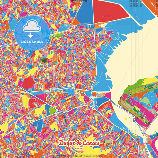 Duque de Caxias, Brazil Crazy Colorful Street Map Poster Template