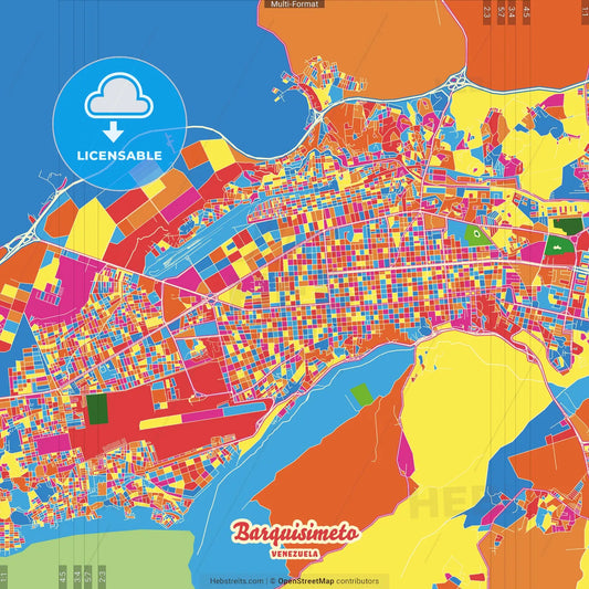 Barquisimeto, Venezuela Crazy Colorful Street Map Poster Template